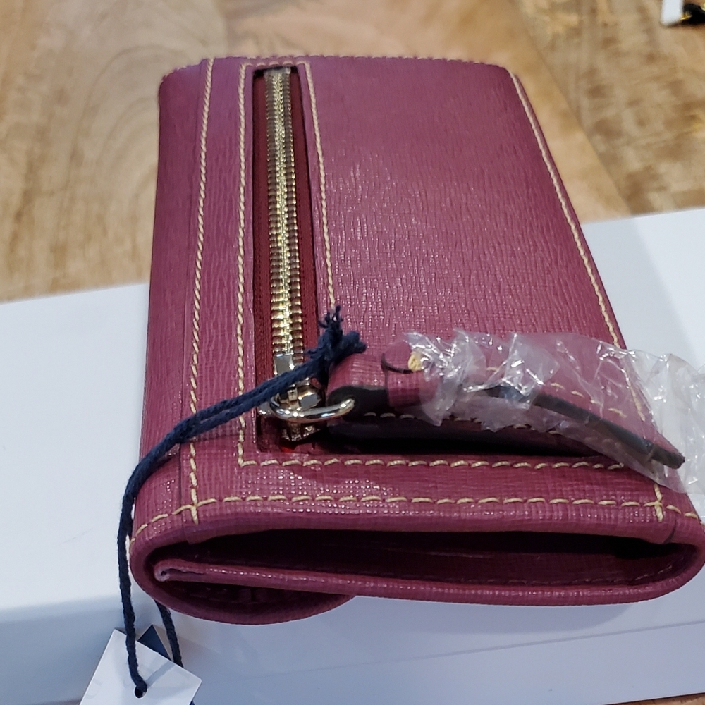 New Dooney & Bourke Saffiano Continental Clutch Checkbook Wallet Violet Purple - Picture 4 of 10